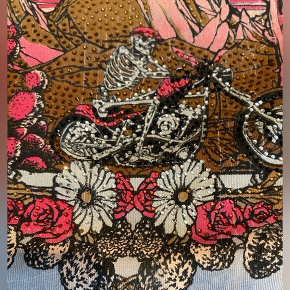 Affliction women’s skeleton Valley scoop neck t-shirt rhinestones cutouts NWT XS - Picture 8 of 11